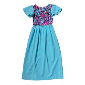 70s vintage flutter sleeve dress short sleeve psychedelic daisy maxi boho fairy.